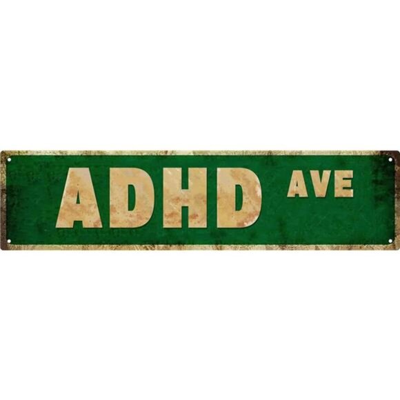 Funny ADHD Ave Man Cave Accessories Kitchen Signs Farmhouse Wall Decor Vintage - Picture 1 of 8